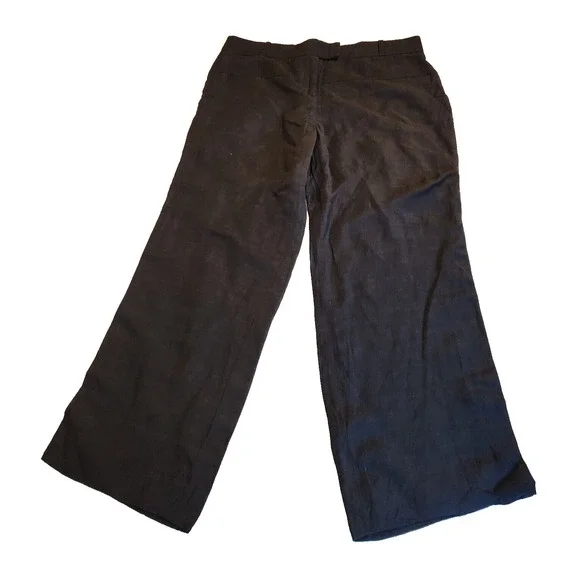 Veronica Beard Womens Ankle Pants Size 8 Black Wide Leg Linen Blend Minimalist - Picture 2 of 15